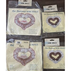Wire Ring Old Fashion Heart Shape Craft NEW  Wang  Lot Of 4 Vintage NOS 2 Sizes